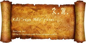 Kónya Márton névjegykártya
